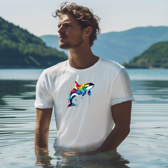 Rainbow Orca Alcohol Ink,Killer Whale Tee,Sea life lover,Ocean Life,Nautical,Pride Shirt,LGBTQ+ Tee