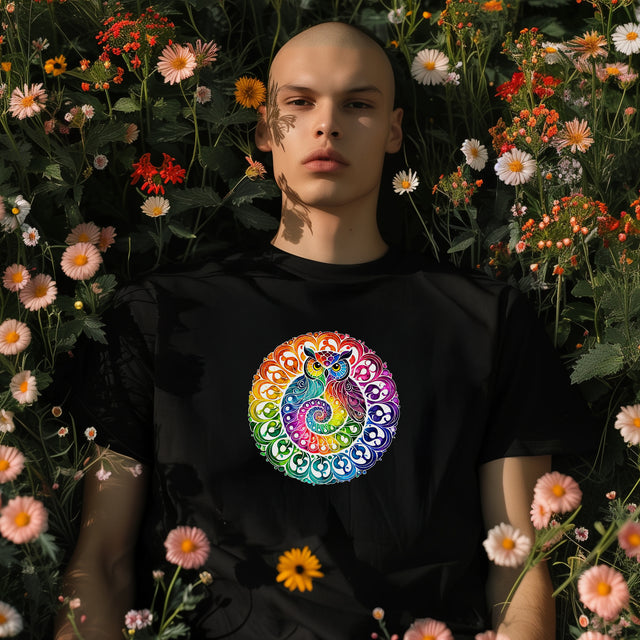 Rainbow Owl Mandala Alcohol Ink T-shirt, Pride Shirt,Bird Lover T shirt, LGBTQ+, BGLT, Avian