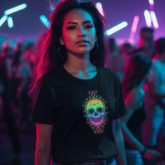 Rainbow Skull with Stars T-shirt, Pride Shirt, LGBT Skull, LGBTQ+ Ally Tee, Gay, Lesbian, Bisexual, Trans, Queer, Halloween Pride, Skeleton