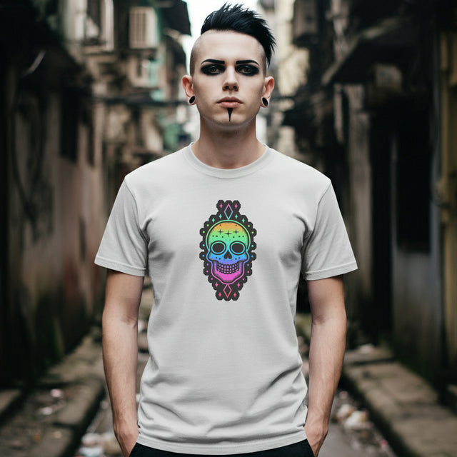 Rainbow Skull with Stars T-shirt, Pride Shirt, LGBT Skull, LGBTQ+ Ally Tee, Gay, Lesbian, Bisexual, Trans, Queer, Halloween Pride, Skeleton