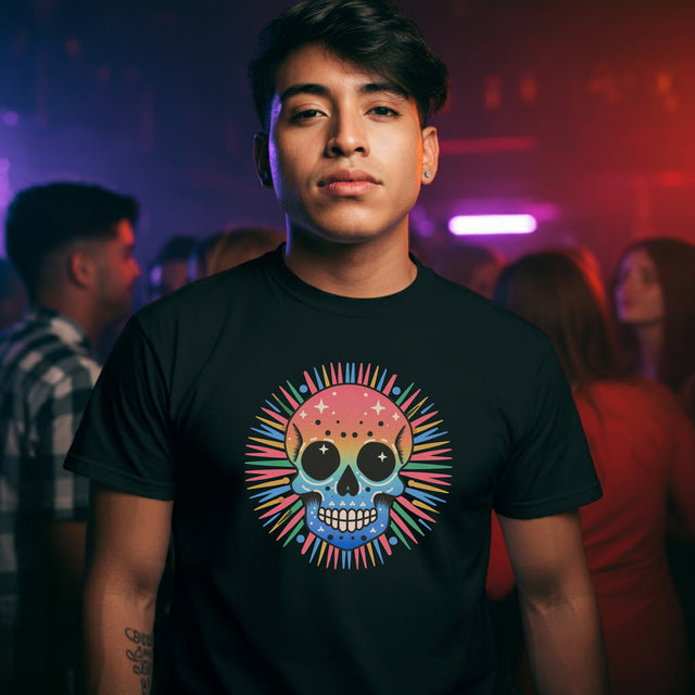 Rainbow Skull T-shirt, Halloween Pride, Skeleton