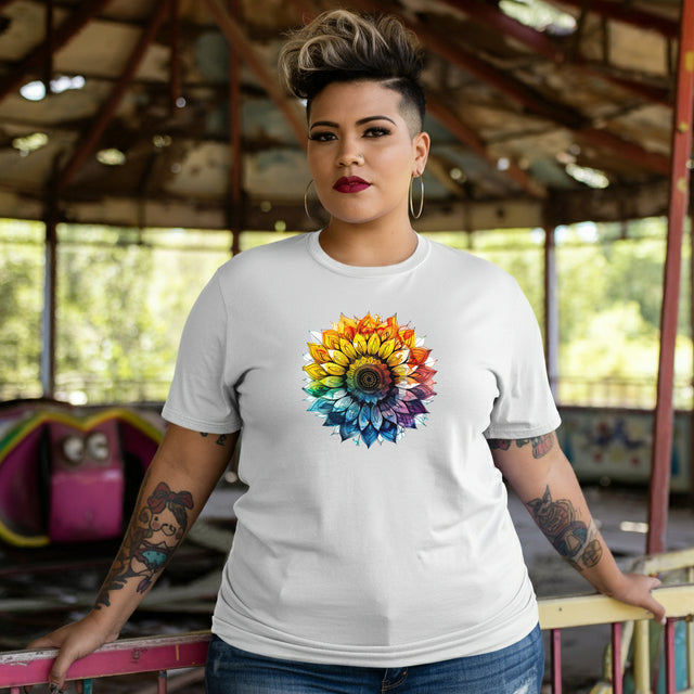 Rainbow Sunflower Alcohol Ink T-shirt, Pride Shirt