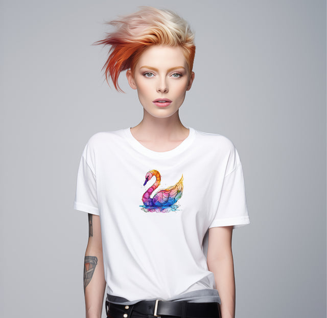 Rainbow Swan T-shirt,Pride Shirt,Bird Lover Top,Rainbow Animals,LGBTQ+ Tee
