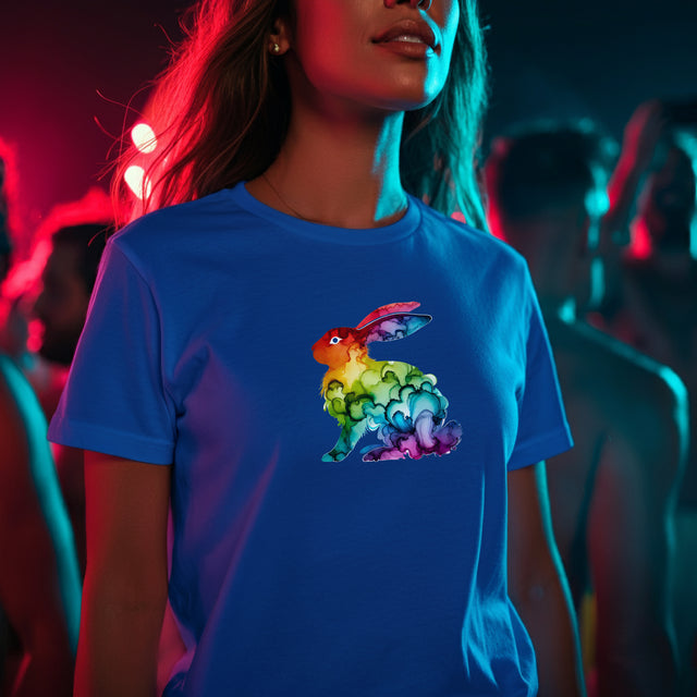 Rainbow Rabbit Alcohol Ink T-shirt, Bunny Shirt,Hare,Pride Shirt,Animal Lover T shirt, LGBTQ+, BGLT