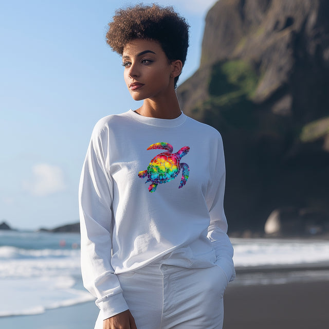 Rainbow Sea Turtle long sleeve T-shirt, Pride Shirt, LBGT, Sea Turtle T shirt, BGLT, Ocean,Unisex Jersey Long Sleeve Tee