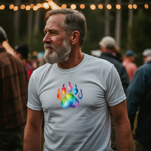 Rainbow Bear Paw Watercolor T-shirt, Pride Shirt, Bear