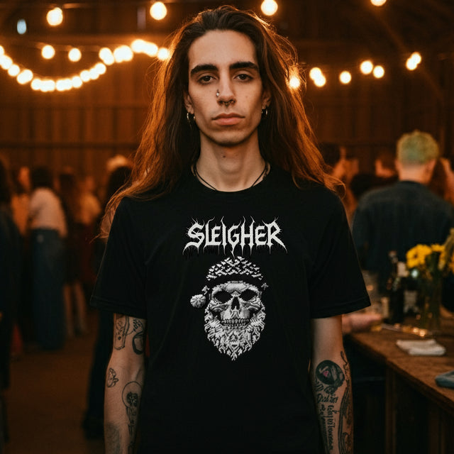 Sleigher Santa Skull T-shirt, Christmas Shirt