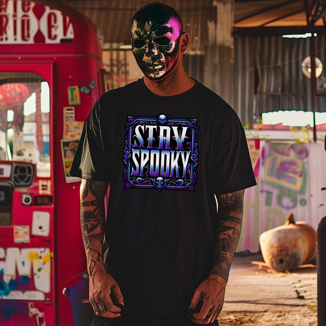 Spooky T-shirt, Gifts for Dad, Halloween Top, Goth Tee, Monster Shirt, Horror Fan, Trick Or Treat Tee, Stay Spooky, Skull, Dark Art, Macabre