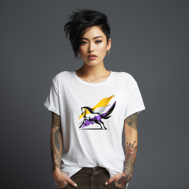 Enby Horse T-shirt,NonBinary Pride Shirt, Non-Binary Top, LGBTQ+ Tee, Horses, uNBridled Stallion