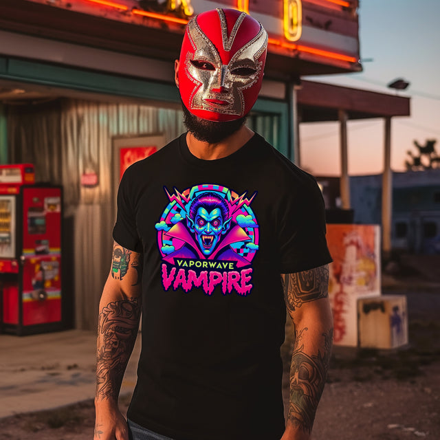 Vaporwave Vampire Bolt T-shirt, Halloween Tee, Neon Goth
