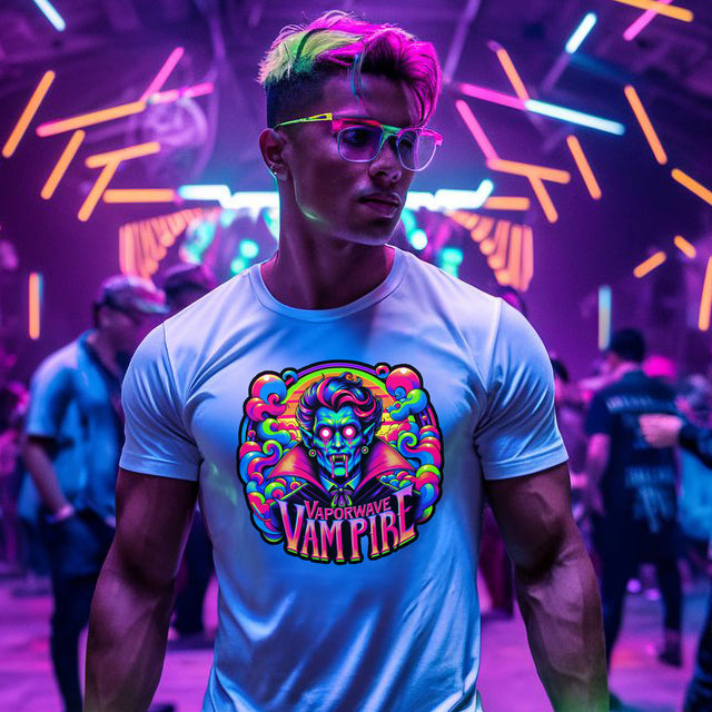 Vaporwave Vampire T-shirt, Halloween Tee, Neon Goth