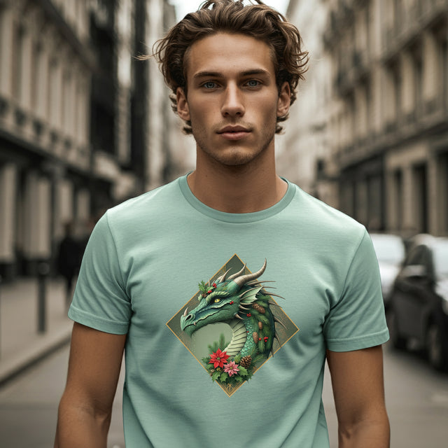 Christmas Green Dragon T-shirt, Yuletide Shirt