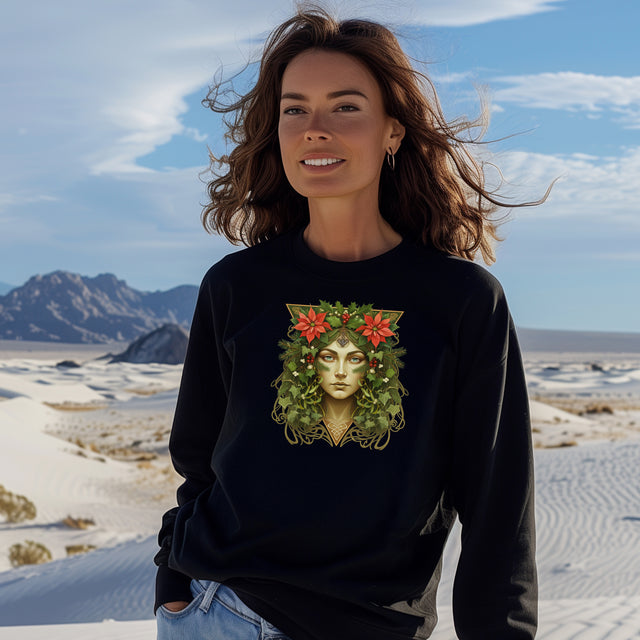 Green Woman Christmas Tee, Winter T-shirt, Long sleeve